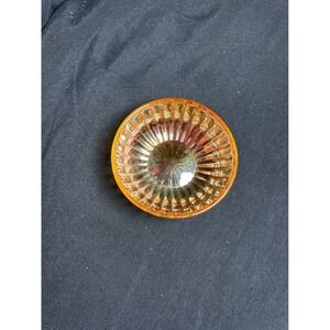 Vintage Marigold Carnival Glass Ribbed Small Bowl Iridescent Sunburst 4.5 Inch